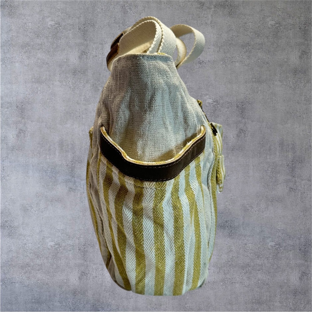 Sun‎ N Sand Tote Bag Womens Large Yellow Striped Canvas Multi-Pocket Beach - Picture 6 of 8